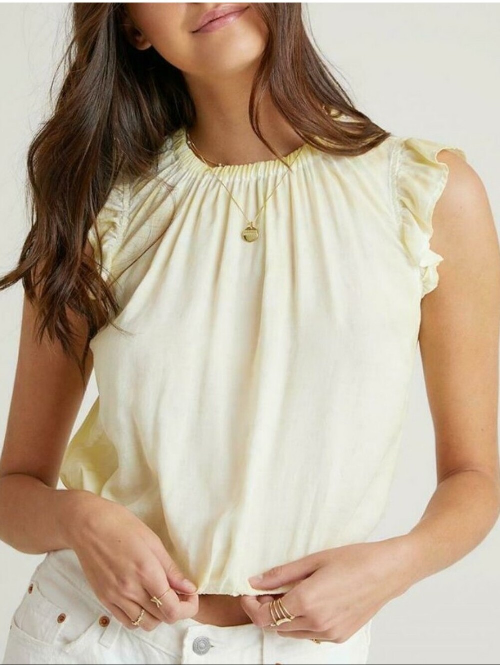 Cloth & Stone Ruffle Sleeve Elastic Waist Top